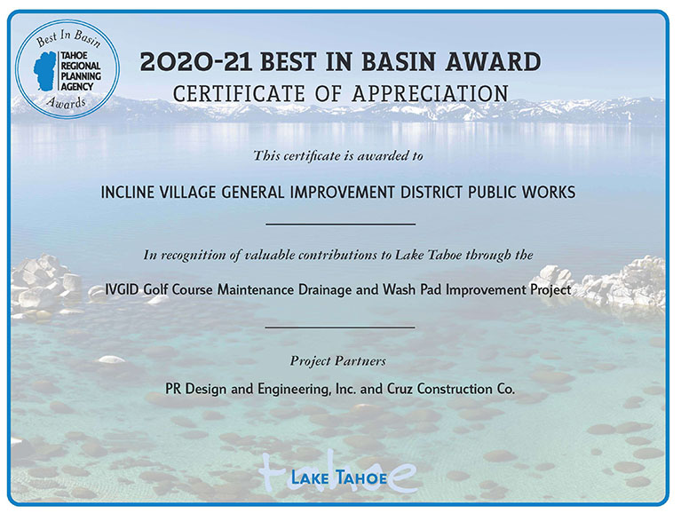 2022 Best in Basin Award certificate