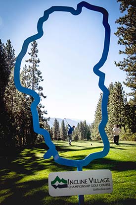 lake tahoe cutout on hole 7 at the Incline Village Championship Golf Course