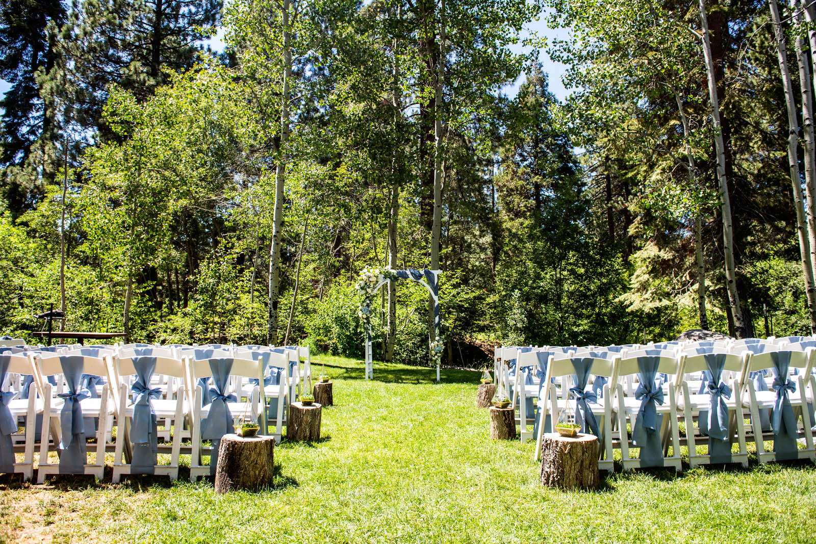 aspen grove ceremony set up with chairs