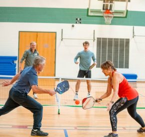 pickleball players in the gym