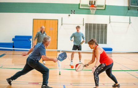 pickleball players in the gym
