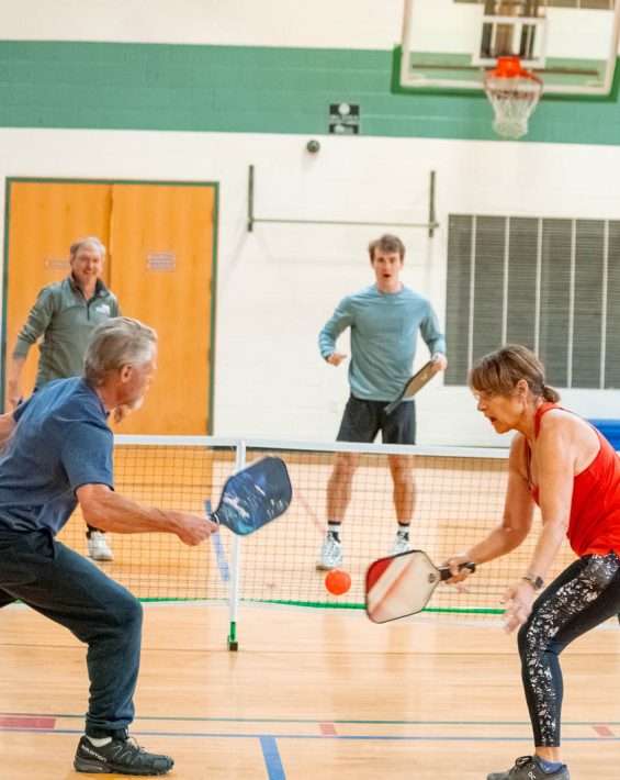 pickleball players in the gym