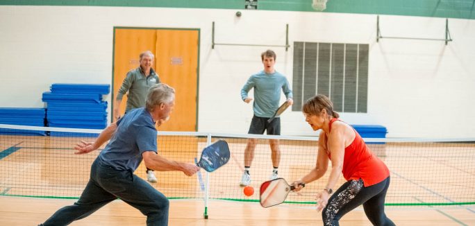 pickleball players in the gym