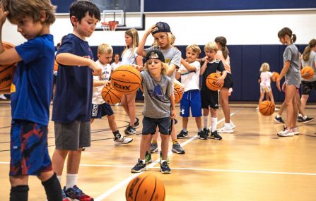group of boys at basketball camp