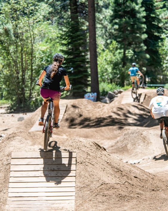 group riding at bike park