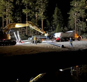 pipeline workers at night