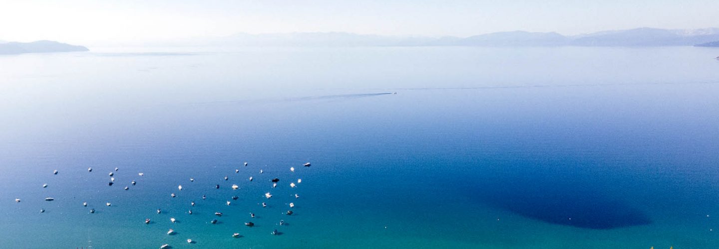 ariel view of lake tahoe and beaches