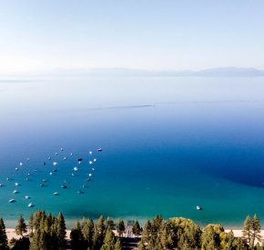 ariel view of lake tahoe and beaches