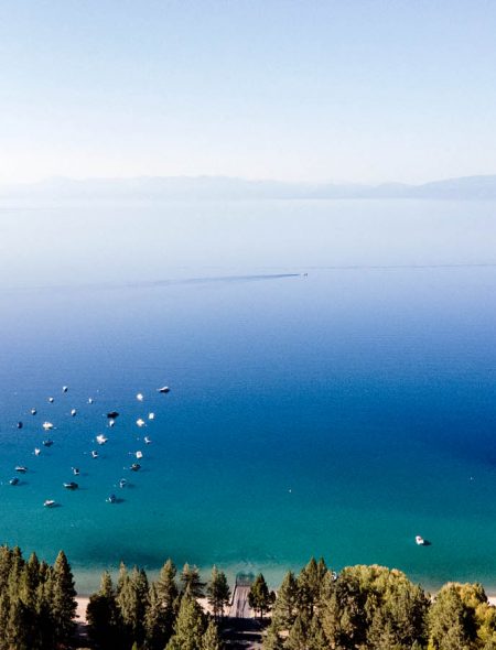 ariel view of lake tahoe and beaches