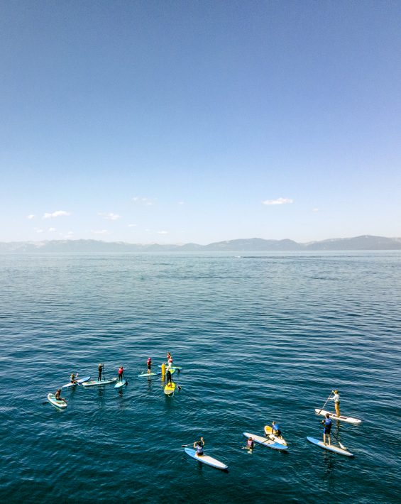 paddleboard camp on lake tahoe