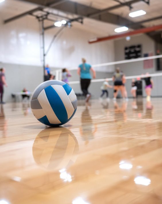 volleyball on gym floor