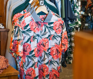 spring golf merchandise at Championship Golf Shop - polo with flowers