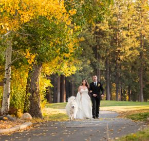 fall colors with bride and groom