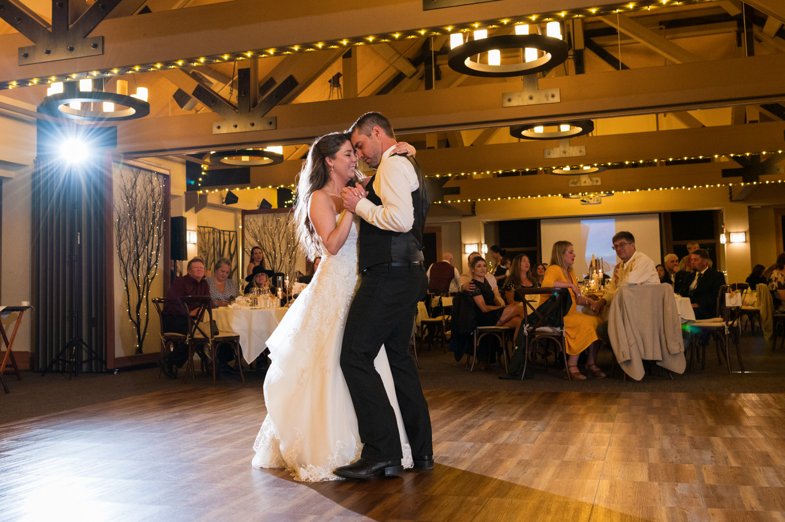 bride and groom dancing