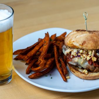 fried chicken sandwich dish at The Grille