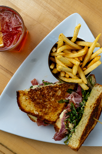 PROSCIUTTO and BRIE sandwich vertical