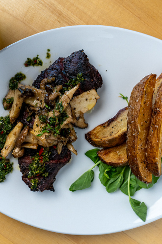Hanger steak dish at The Grille