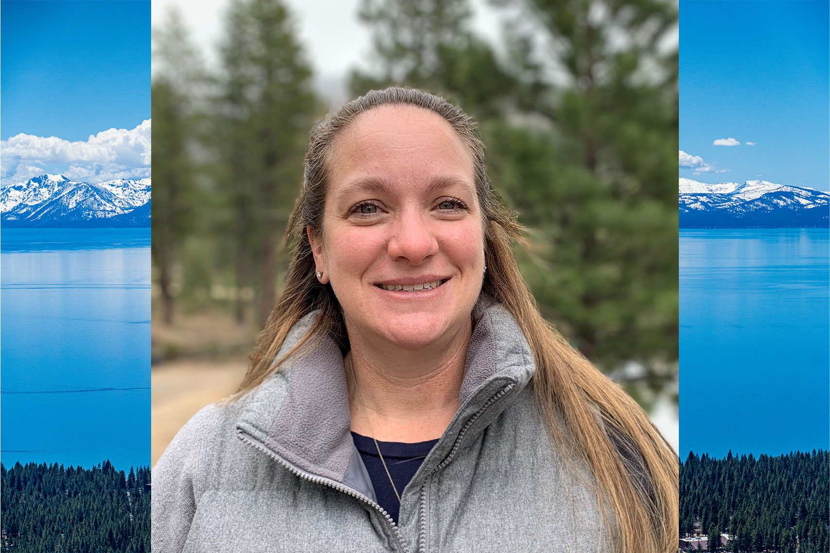 kate nelson headshot with lake tahoe background