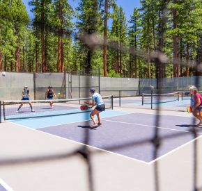 pickleball match through net