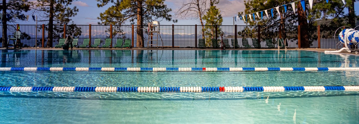burnt cedar pool with lake tahoe in distance