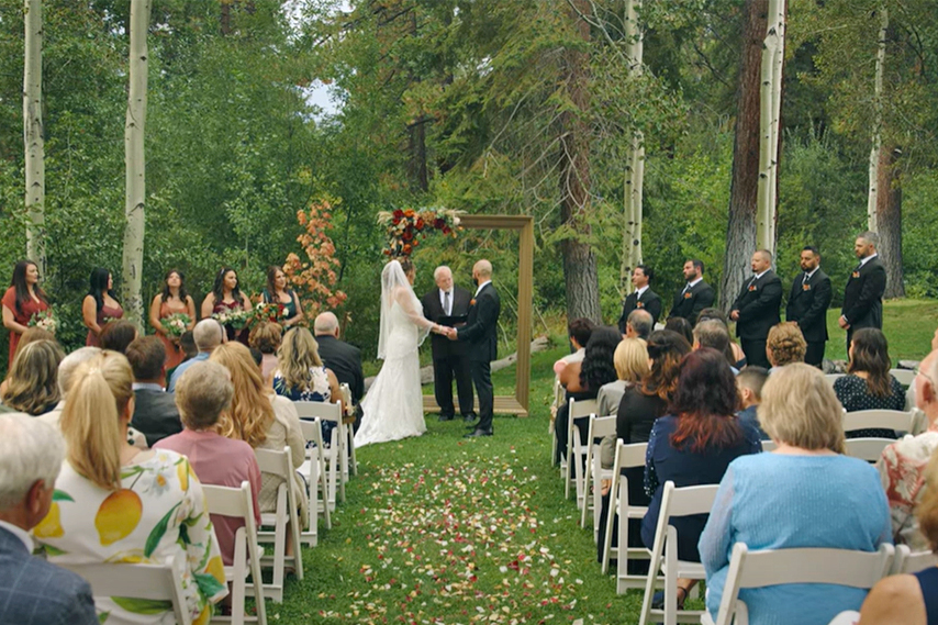 wedding ceremony at aspen grove