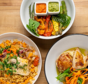 Grouping of dinner dishes at The Grille