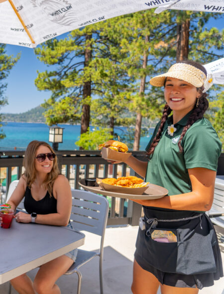 burnt cedar beach server with food