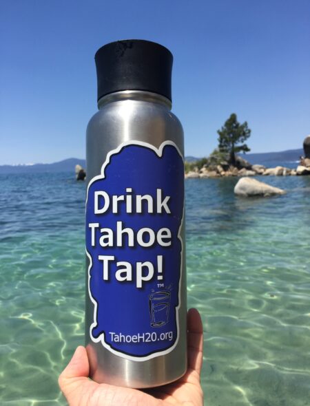 drink tahoe tap sticker on water bottle