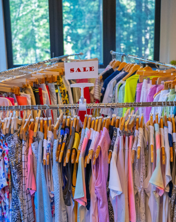 sale rack at mountain course golf shop