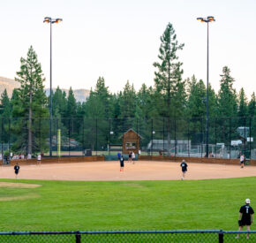 adult softball game in progress