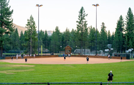 adult softball game in progress