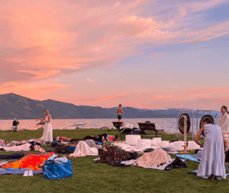 sound bath meditation at Burnt Cedar Beach