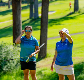 on course clinic coach and female player