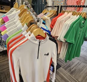 pro shop merchandise on racks