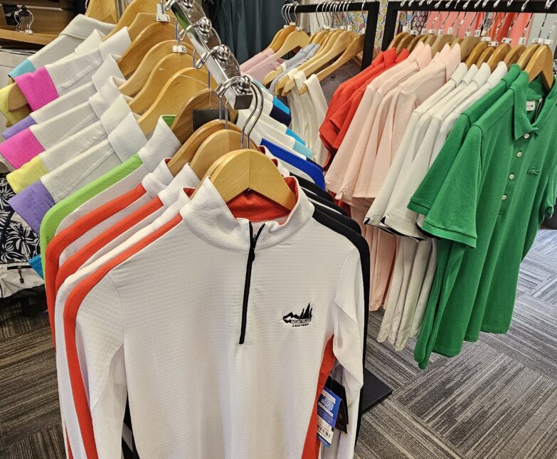 pro shop merchandise on racks
