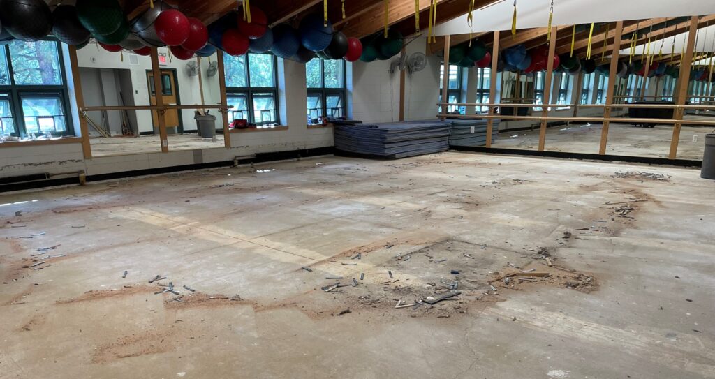 group fitness floor removed