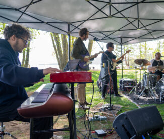 band playing at music at ski beach event