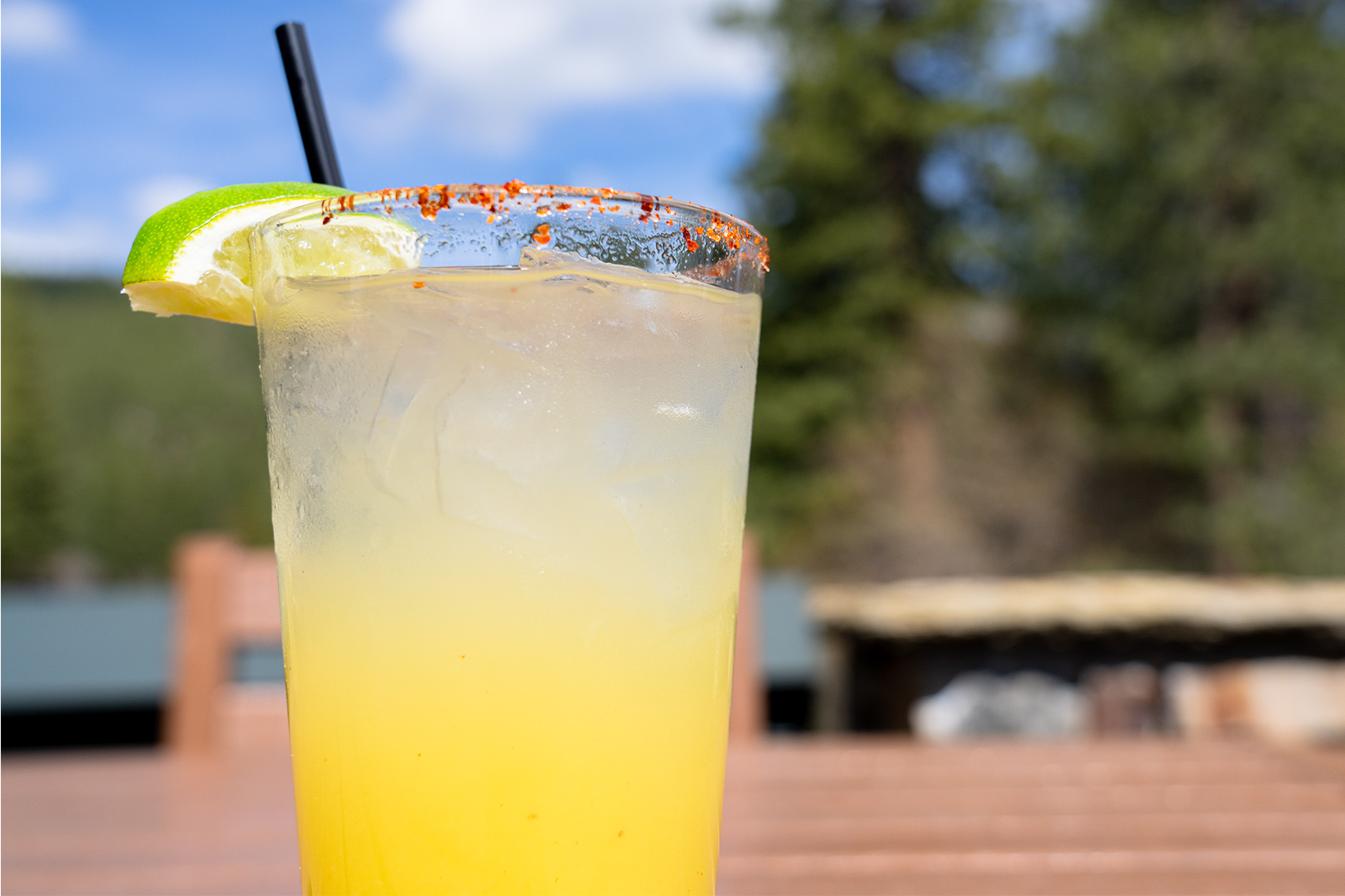 cocktail at The Grille with golf course in background