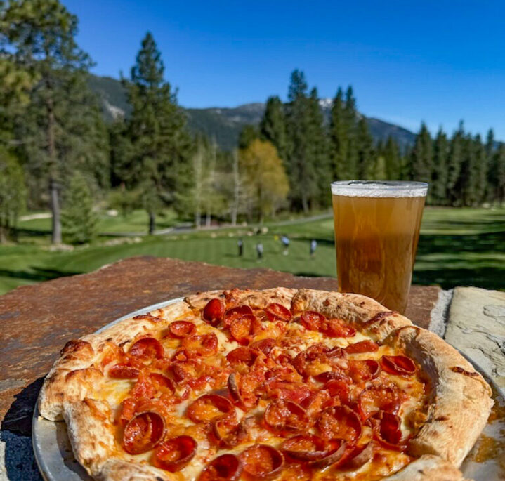 pizza beer with a view