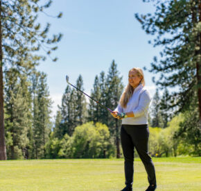 Ashley Wolford holding golf club